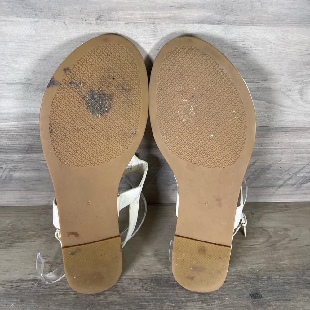 Tory Burch Womens 8 White Bryce Flat Thong Sandals Casual Logo Beach - Picture 10 of 12